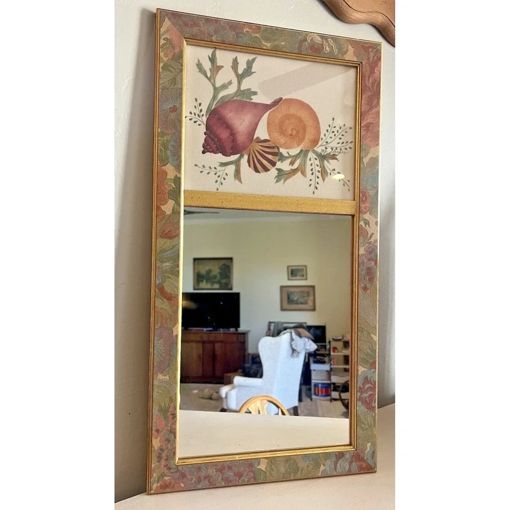 B.J. Sleeper Framed Theorem Painting Shells Seaweed Signed Mirror Vintage 21x11